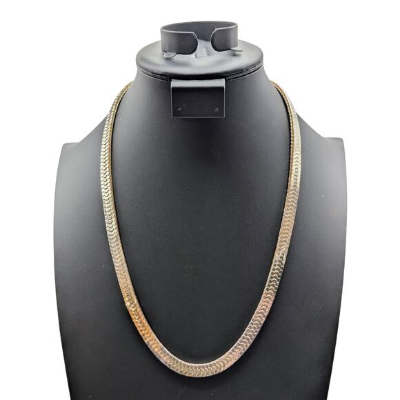 Vtg Marked Korea Silver Tone 'Fish Scale' Flexible 24" Fold Over Clasp Necklace - Picture 6 of 6